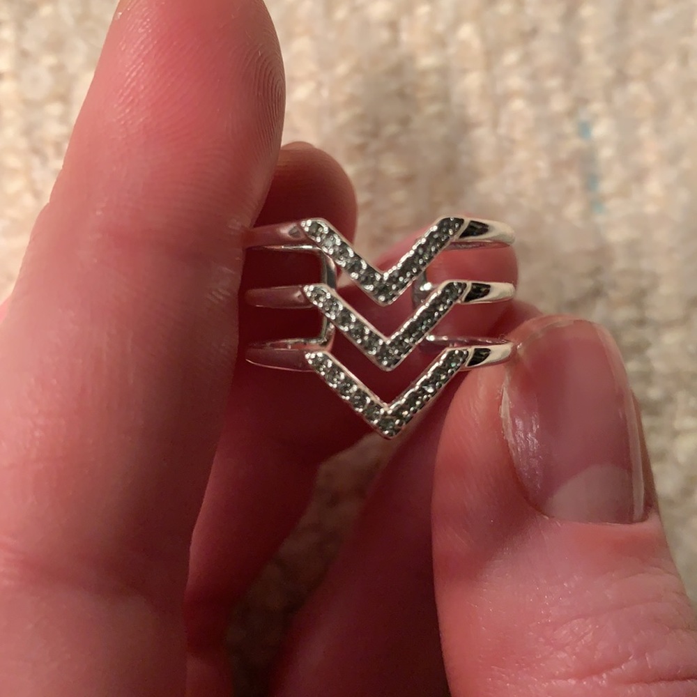 Stella & Dot - Pave Chevron Ring - Silver